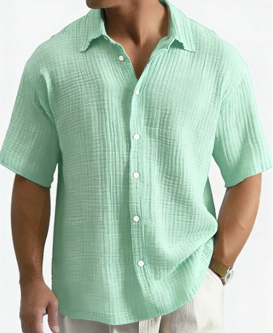 Men's loose-fit pure cotton short-sleeve shirt