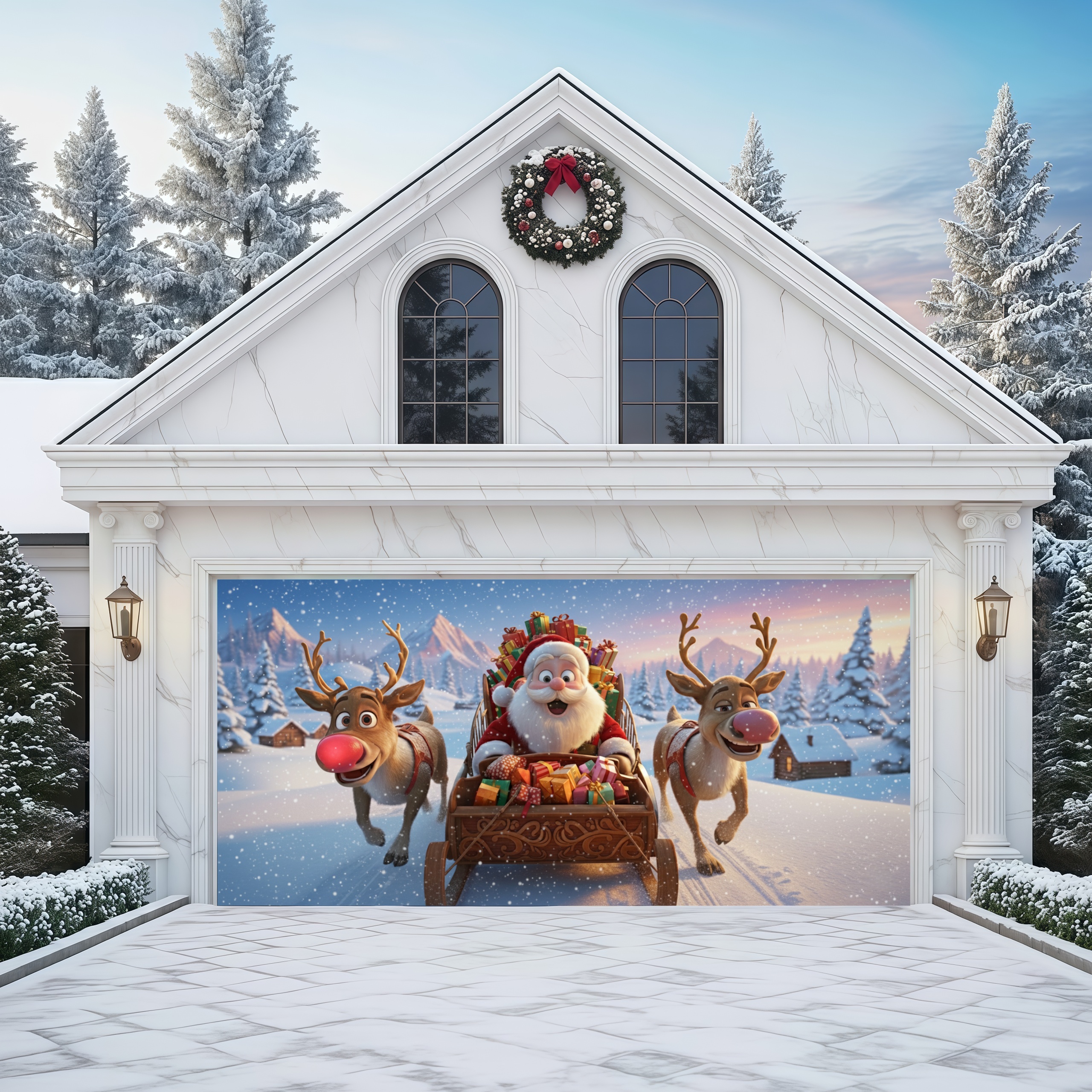 Snow Mountain Sprint | Christmas Garage Door Cover
