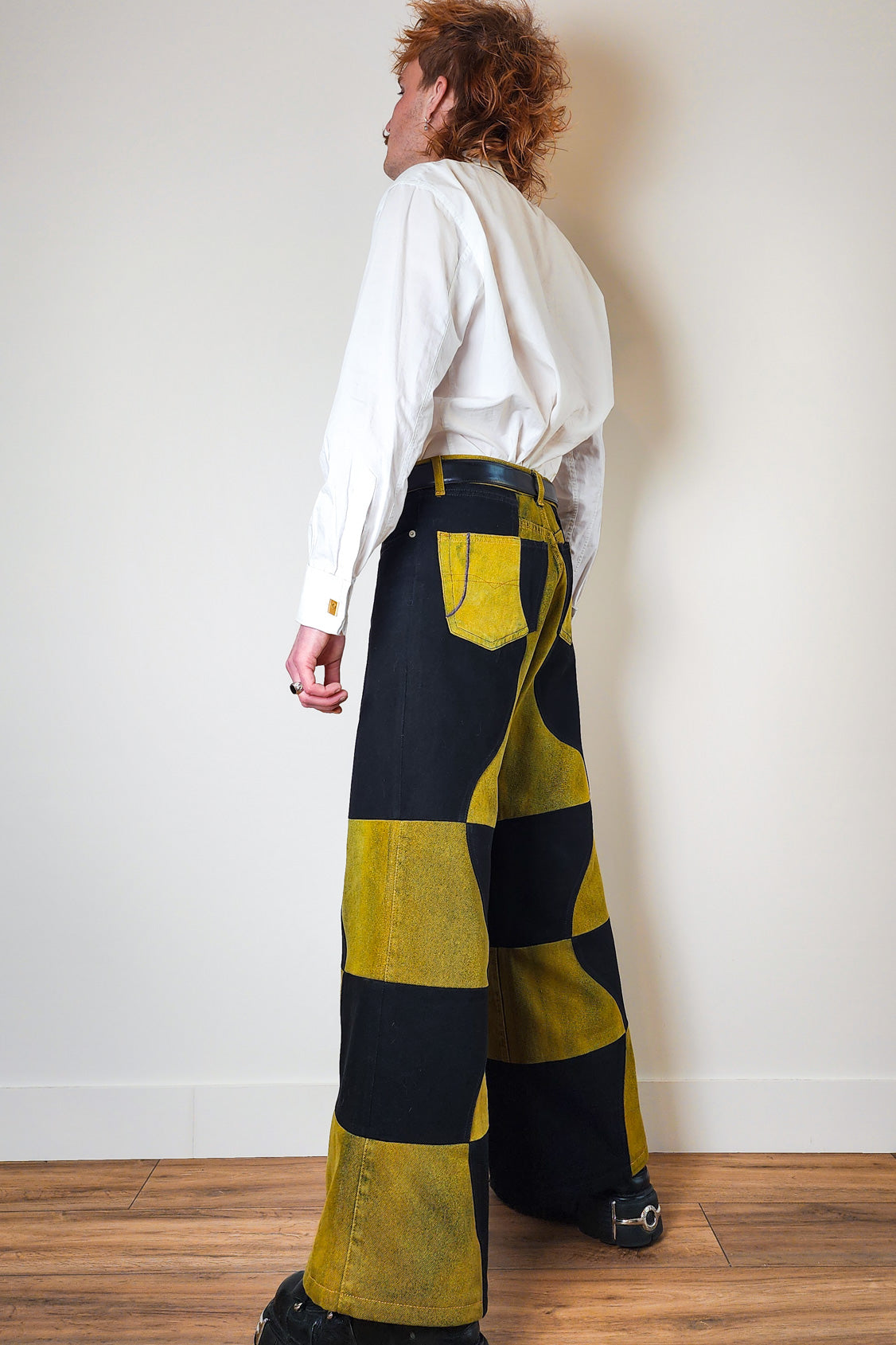 V-Wave Checker Jeans — Black & Sulfur Edition
