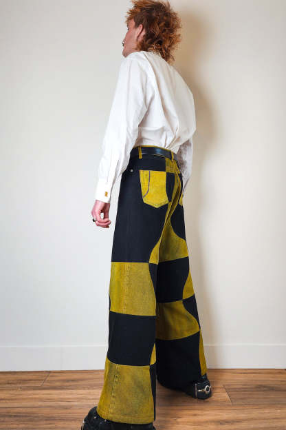 V-Wave Checker Jeans — Black & Sulfur Edition