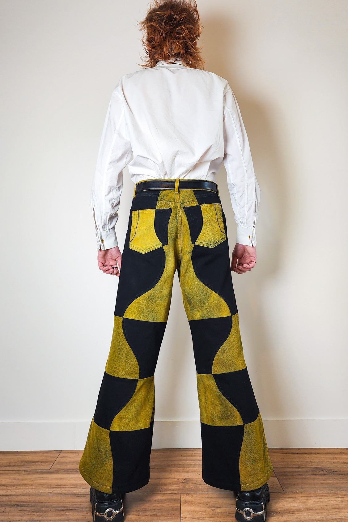 V-Wave Checker Jeans — Black & Sulfur Edition