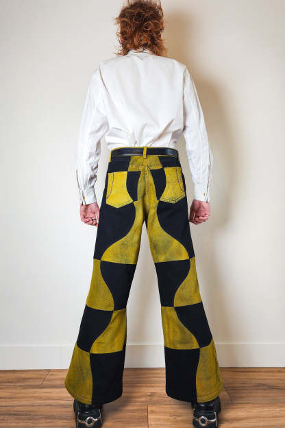 V-Wave Checker Jeans — Black & Sulfur Edition