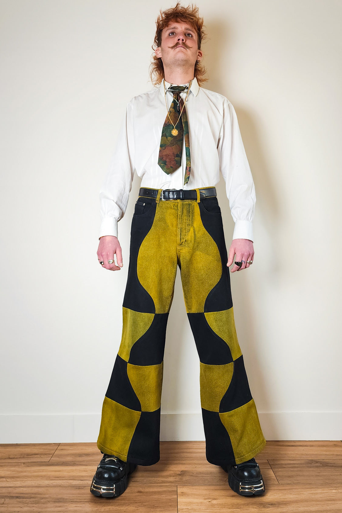 V-Wave Checker Jeans — Black & Sulfur Edition