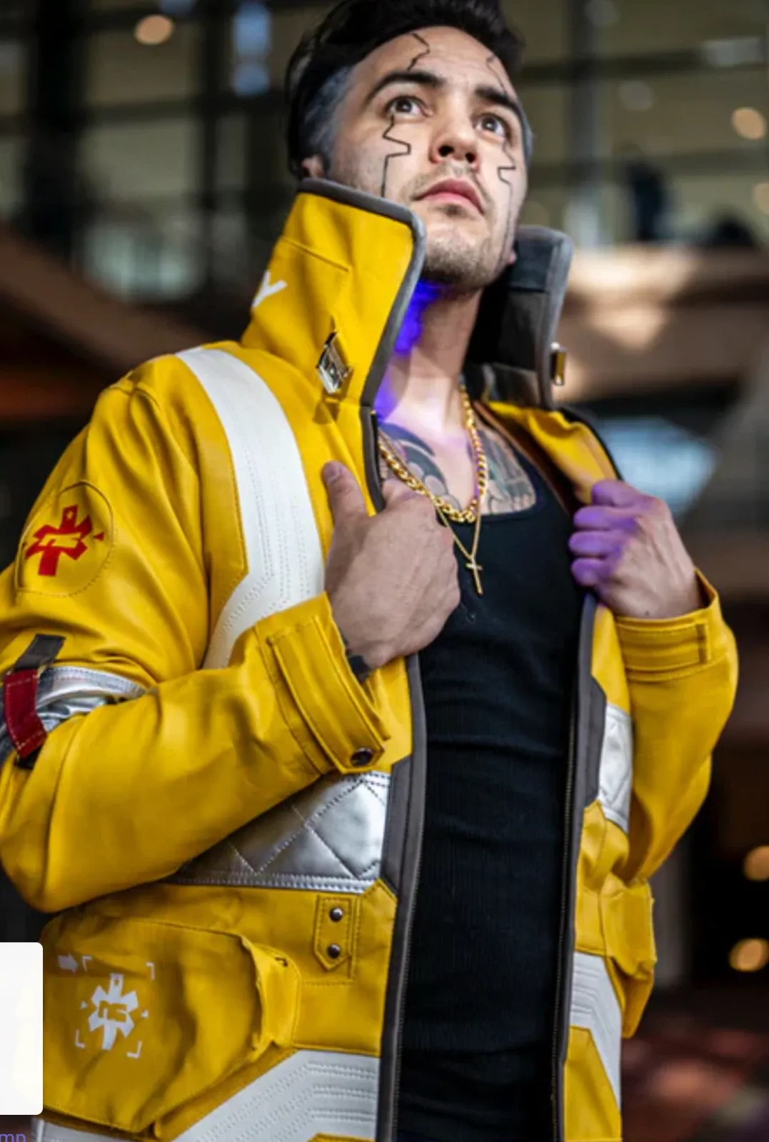 New Ox And Bulls  David Martinez light-up Cosplay Jacket Yellow Leather Sz 3XL