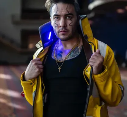 New Ox And Bulls  David Martinez light-up Cosplay Jacket Yellow Leather Sz 3XL