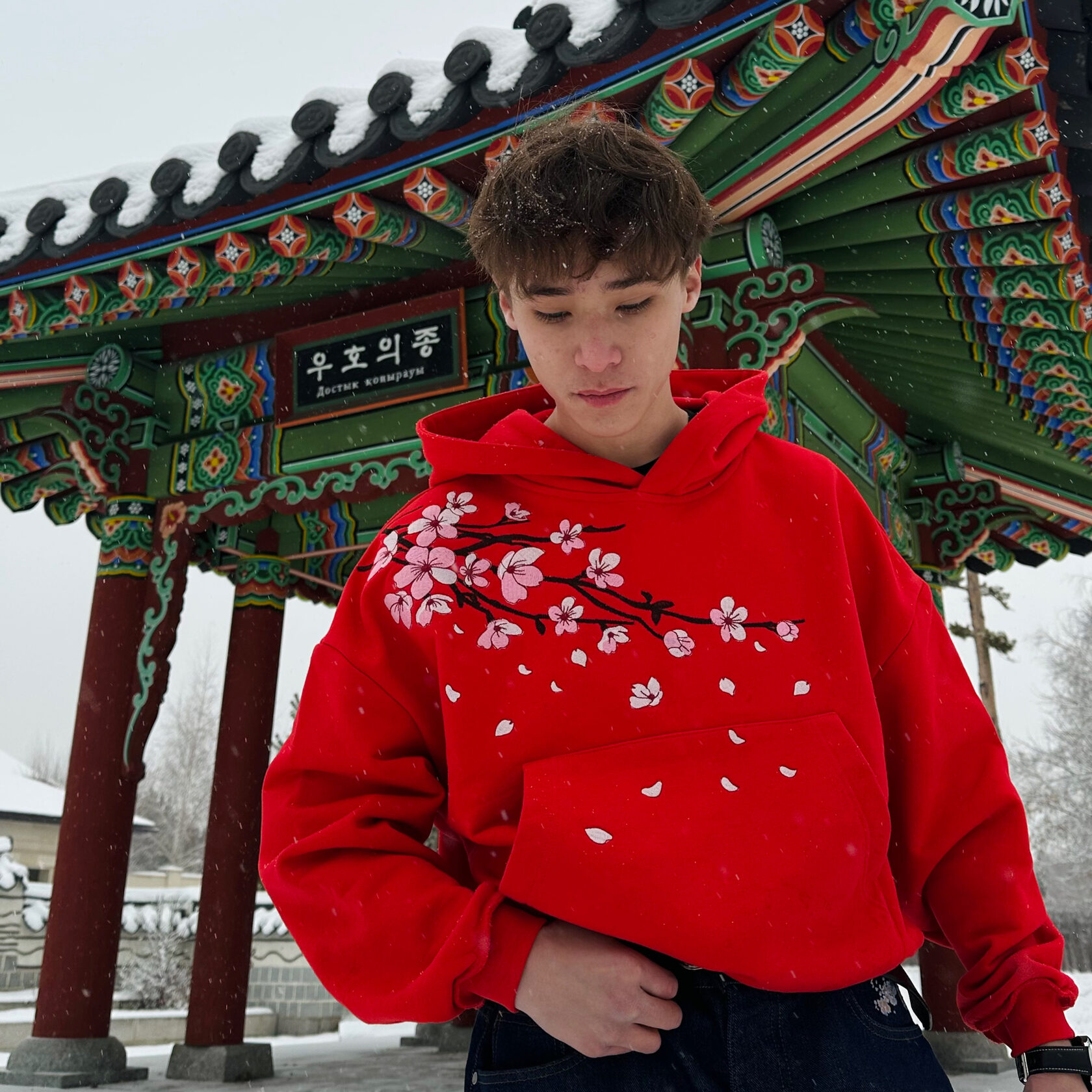 FALLING SAKURA HOODIE RED