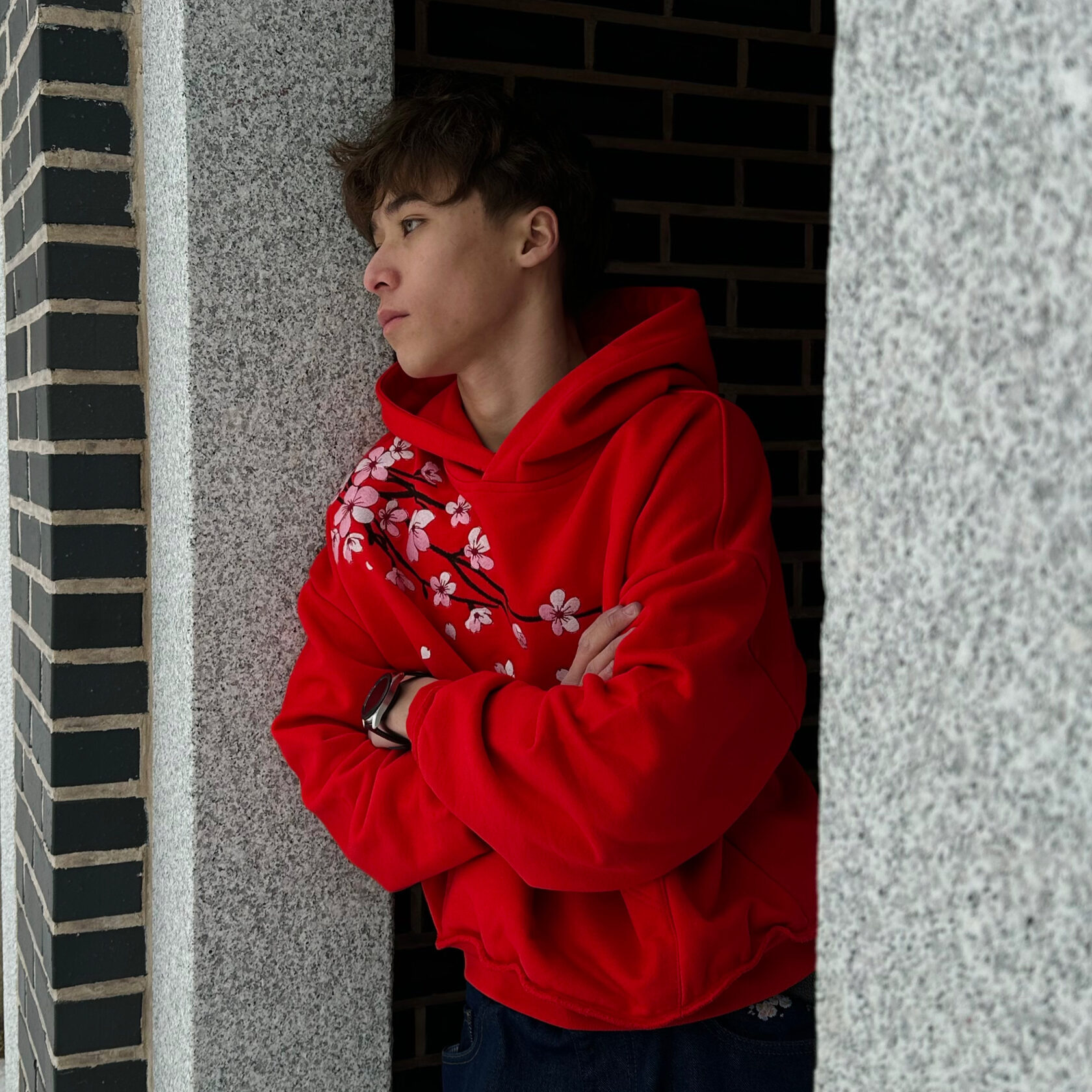 FALLING SAKURA HOODIE RED