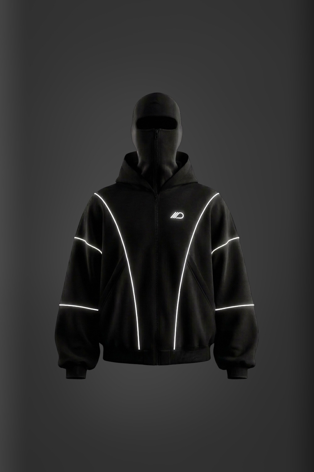 Black "Molnia" zip-up hoodie