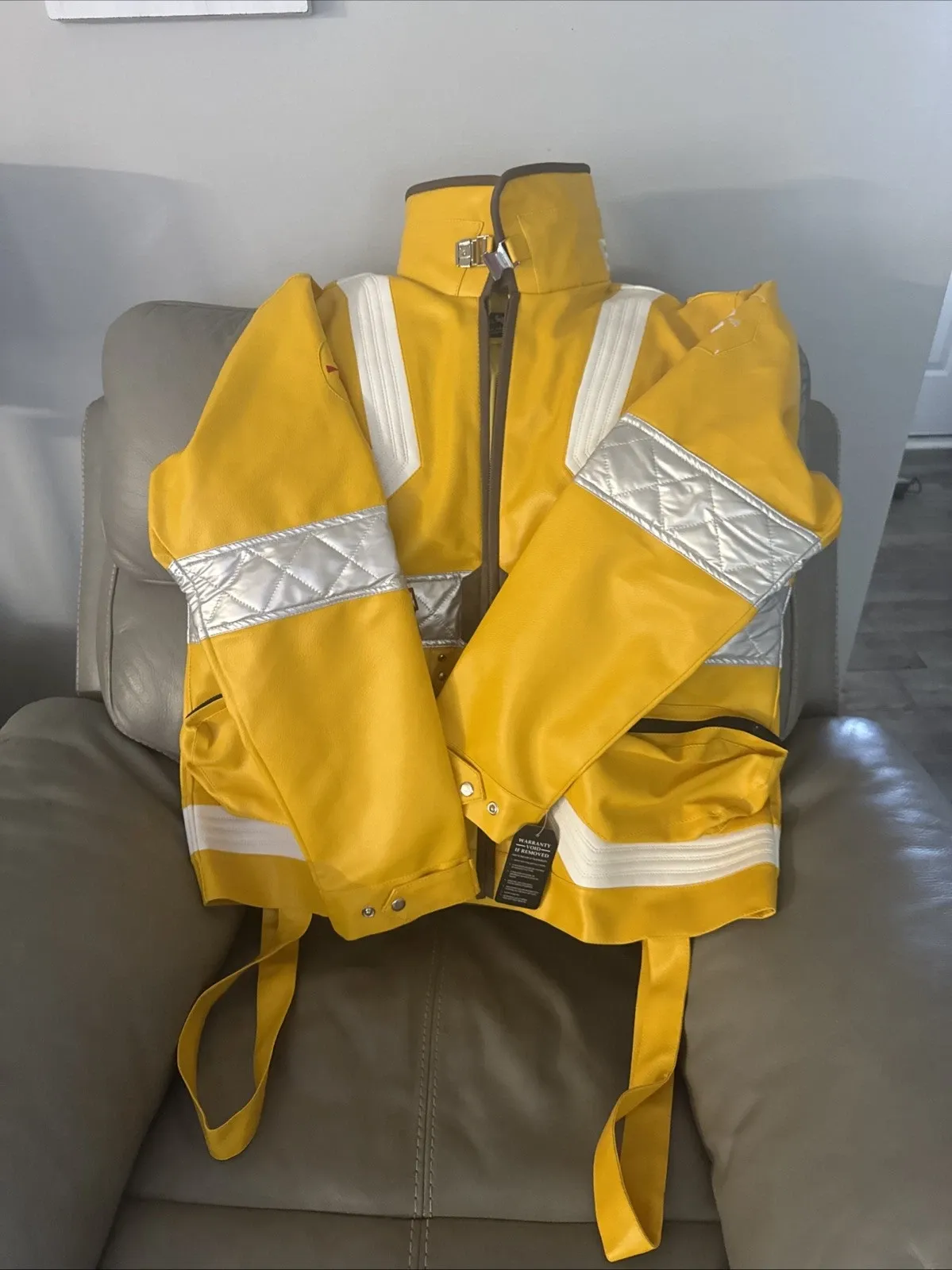 New Ox And Bulls  David Martinez light-up Cosplay Jacket Yellow Leather Sz 3XL