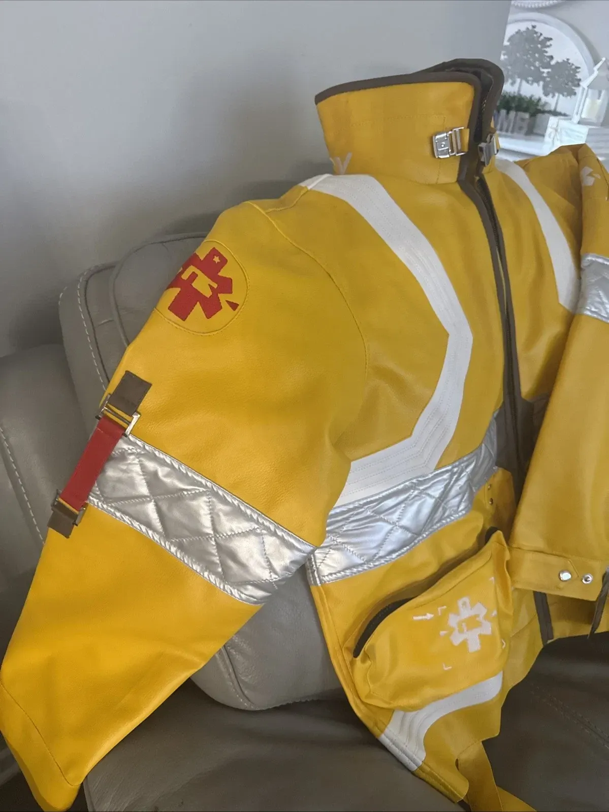 New Ox And Bulls  David Martinez light-up Cosplay Jacket Yellow Leather Sz 3XL