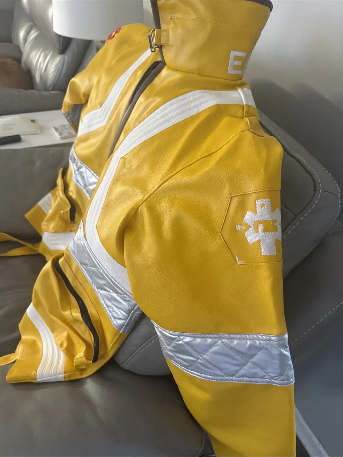 New Ox And Bulls  David Martinez light-up Cosplay Jacket Yellow Leather Sz 3XL