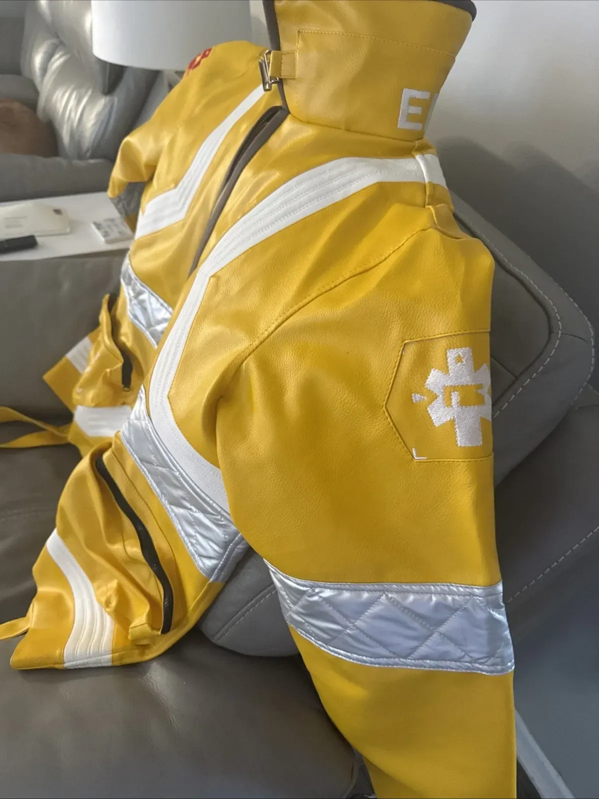 New Ox And Bulls  David Martinez light-up Cosplay Jacket Yellow Leather Sz 3XL