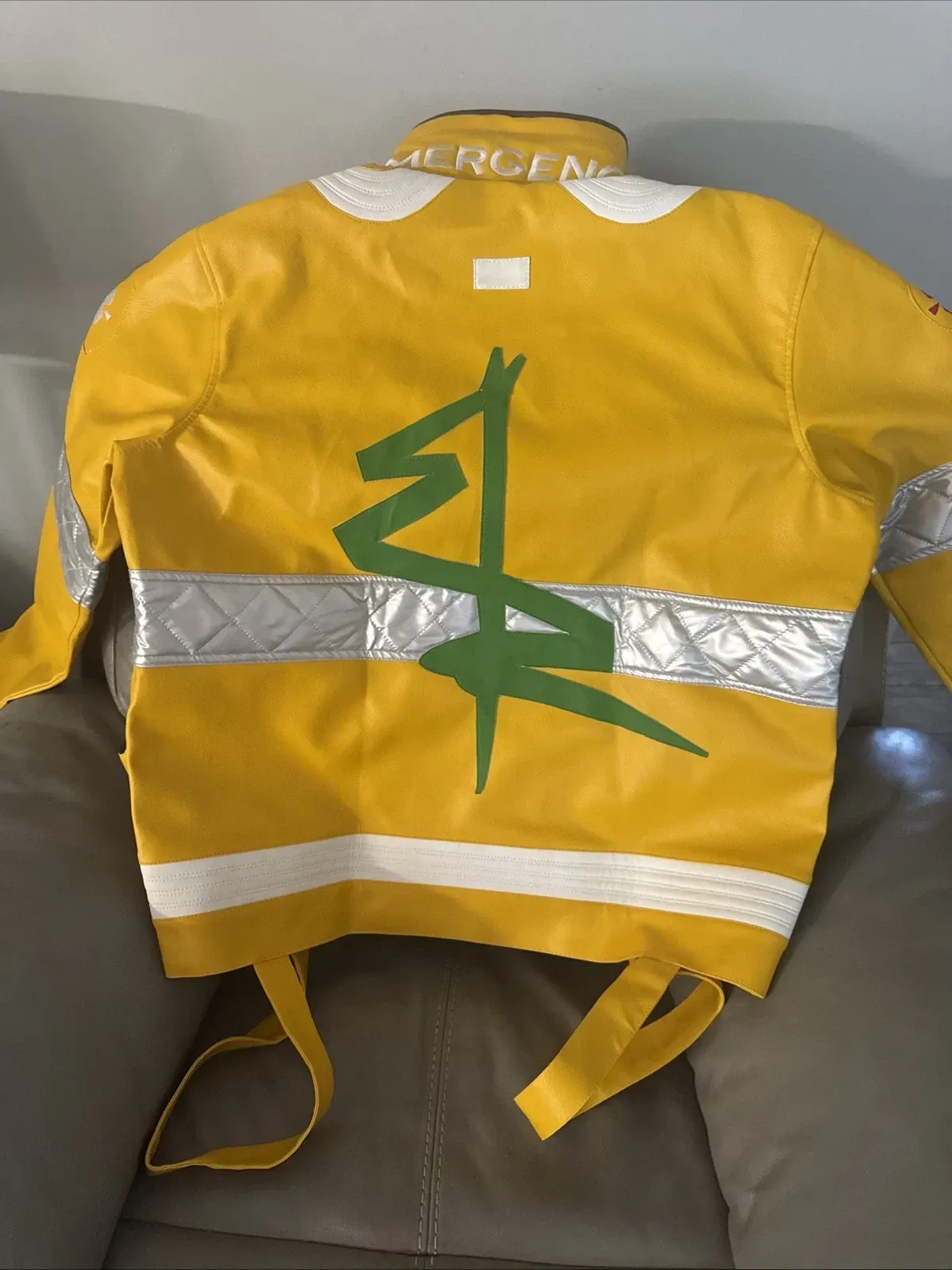 New Ox And Bulls  David Martinez light-up Cosplay Jacket Yellow Leather Sz 3XL