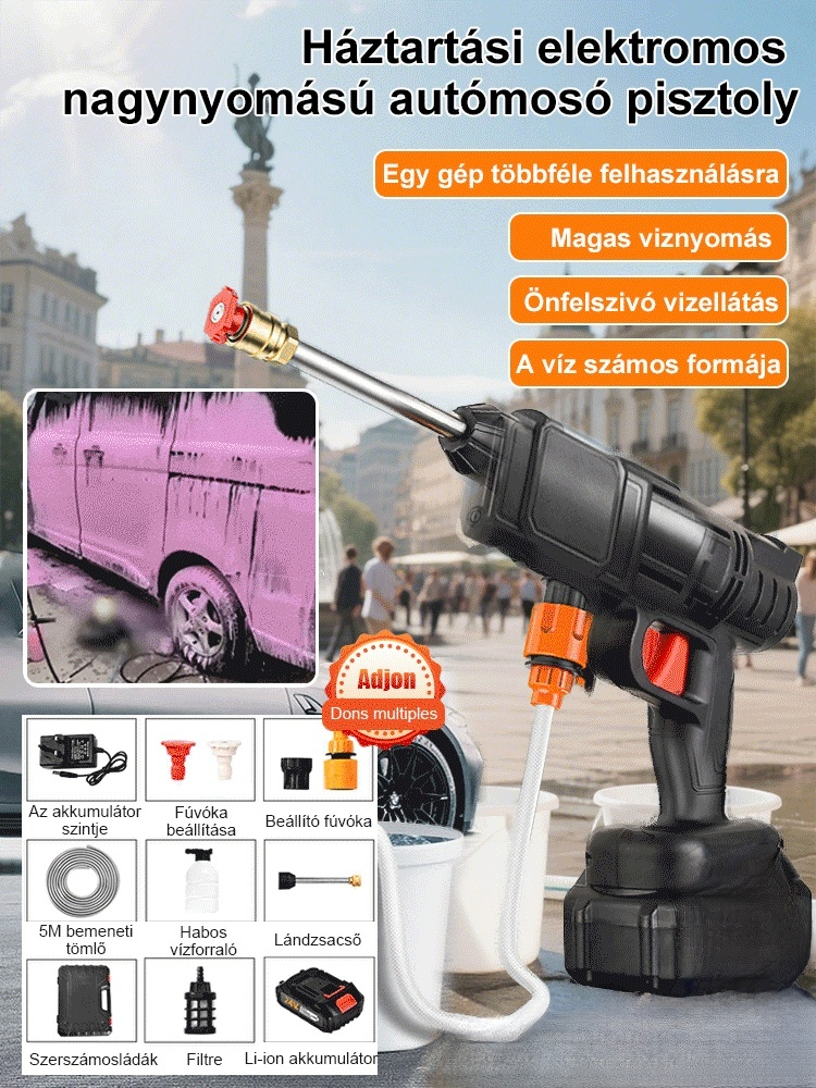 Német gyártmányú vezeték nélküli lítiumos nagy nyomású vízipuska