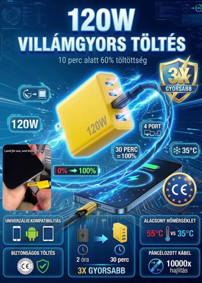 120W-os gyors töltőkészlet akkumulátorjavításhoz