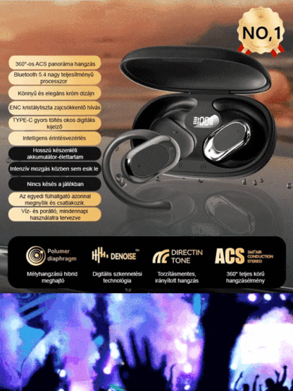 2025 Berlini Hang Vezeték nélküli Fülre Akasztható Bluetooth Fülhallgató