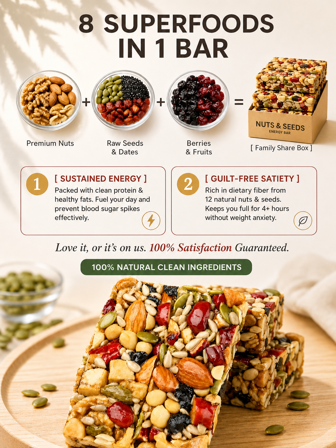 8-in-1 Mixed Nut Energy Bar🤯 It’s not just an ordinary snack; it’s daily nourishment packed with 9 premium nuts and dried fruits.