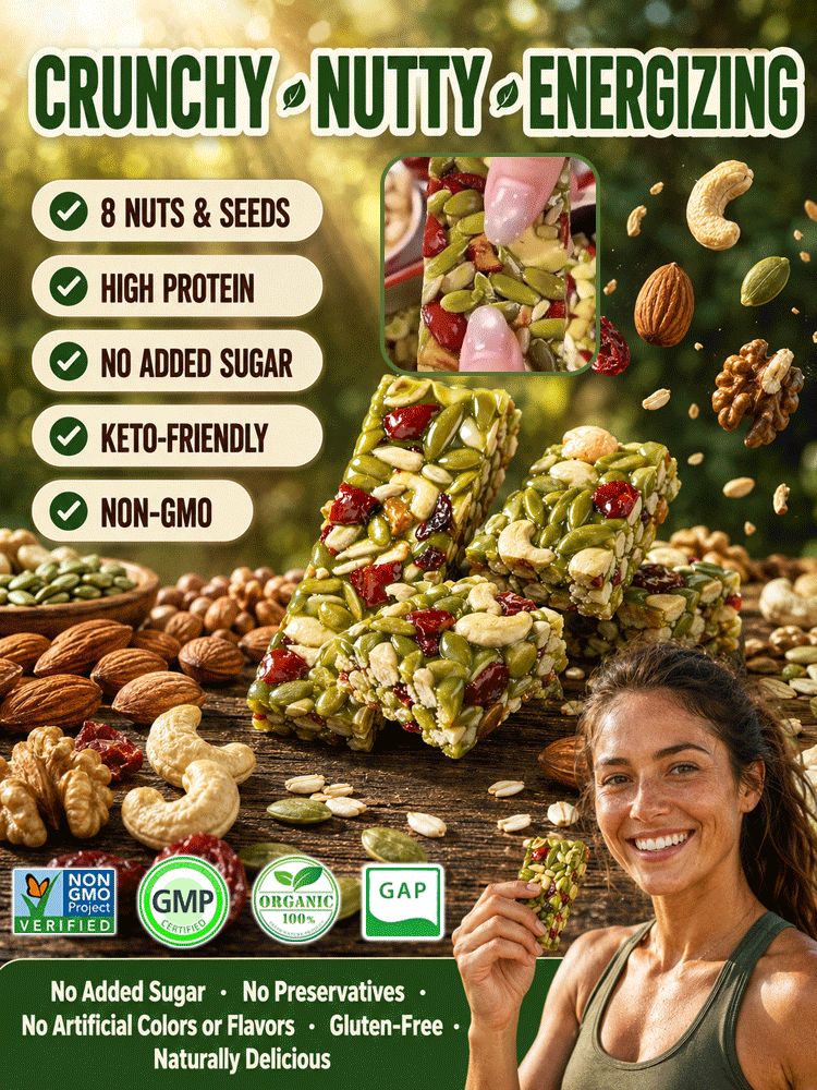 8-in-1 Mixed Nut Energy Bar🤯 It’s not just an ordinary snack; it’s daily nourishment packed with 9 premium nuts and dried fruits.