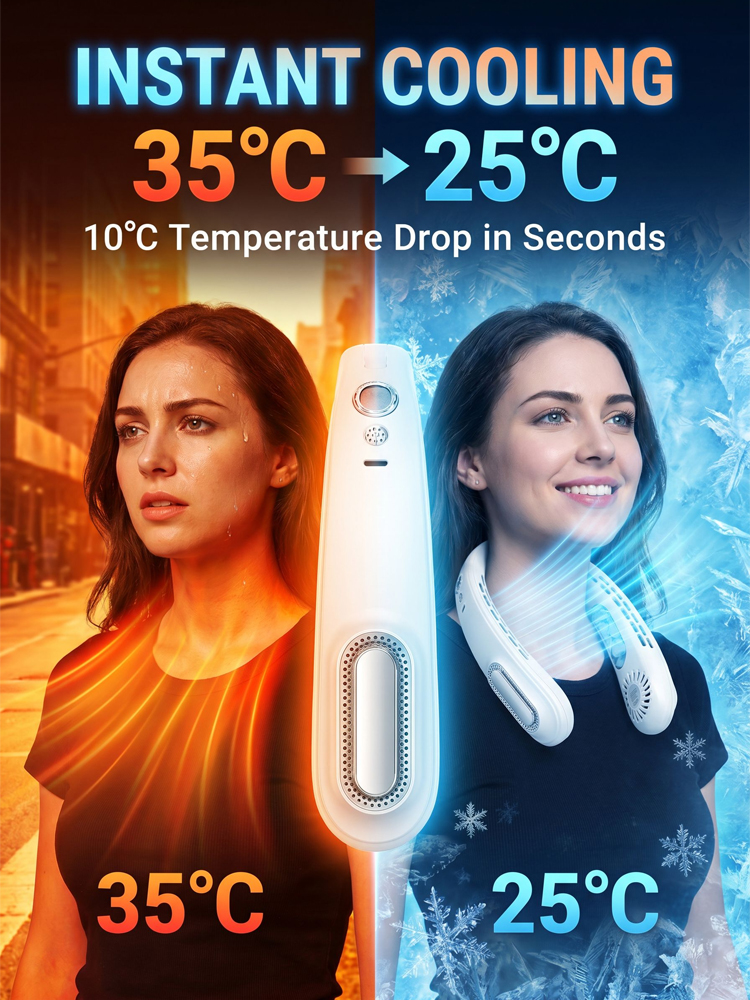 [Wearable Air Conditioner] Cooling Neck Fan — Ultra-Light & Silent#viralproducts #coolinghack #summergadgets #tiktokmademebuyit #coolgadgets #travelessential