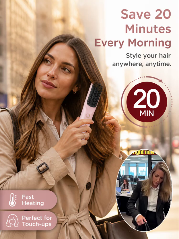 3 Seconds Smooth Ionic Cordless Hair Straightening Brush✨Watch it transform dry, frizzy hair to soft and silky in literally 3 seconds! ✨