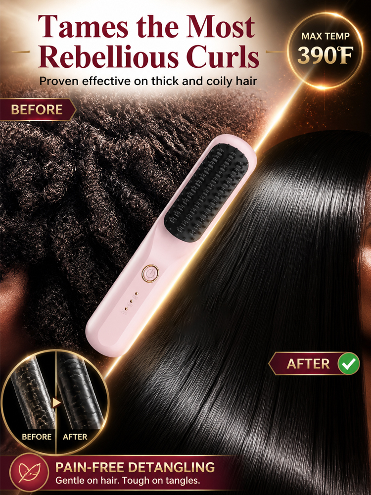3 Seconds Smooth Ionic Cordless Hair Straightening Brush✨Watch it transform dry, frizzy hair to soft and silky in literally 3 seconds! ✨