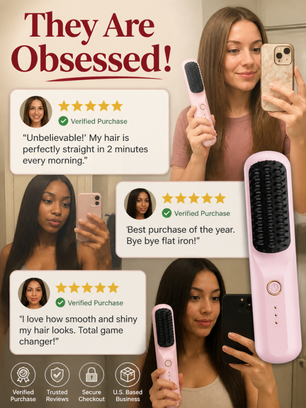 3 Seconds Smooth Ionic Cordless Hair Straightening Brush✨Watch it transform dry, frizzy hair to soft and silky in literally 3 seconds! ✨