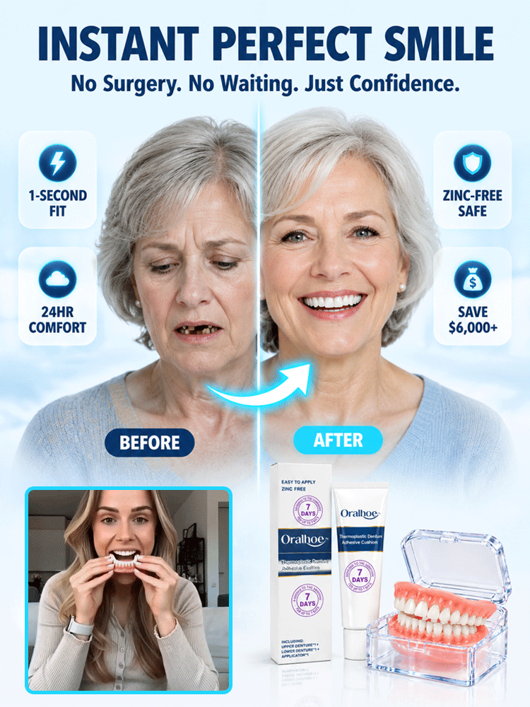 Cosmetic Denture Set🔥Complete custom denture and silicone adhesive set. Get 50% off your purchase today.