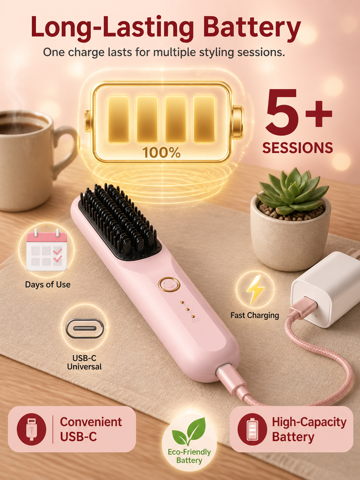 3 Seconds Smooth Ionic Cordless Hair Straightening Brush✨Watch it transform dry, frizzy hair to soft and silky in literally 3 seconds! ✨