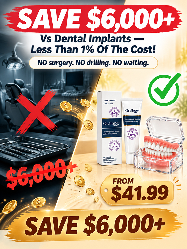 Cosmetic Denture Set🔥Complete custom denture and silicone adhesive set. Get 50% off your purchase today.