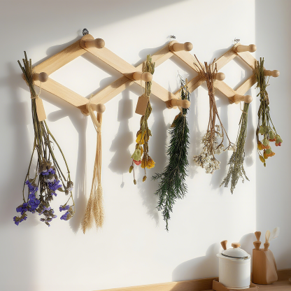 Adjustable Herb Drying Rack - Holds 10 Bouquets with Adhesive Hooks