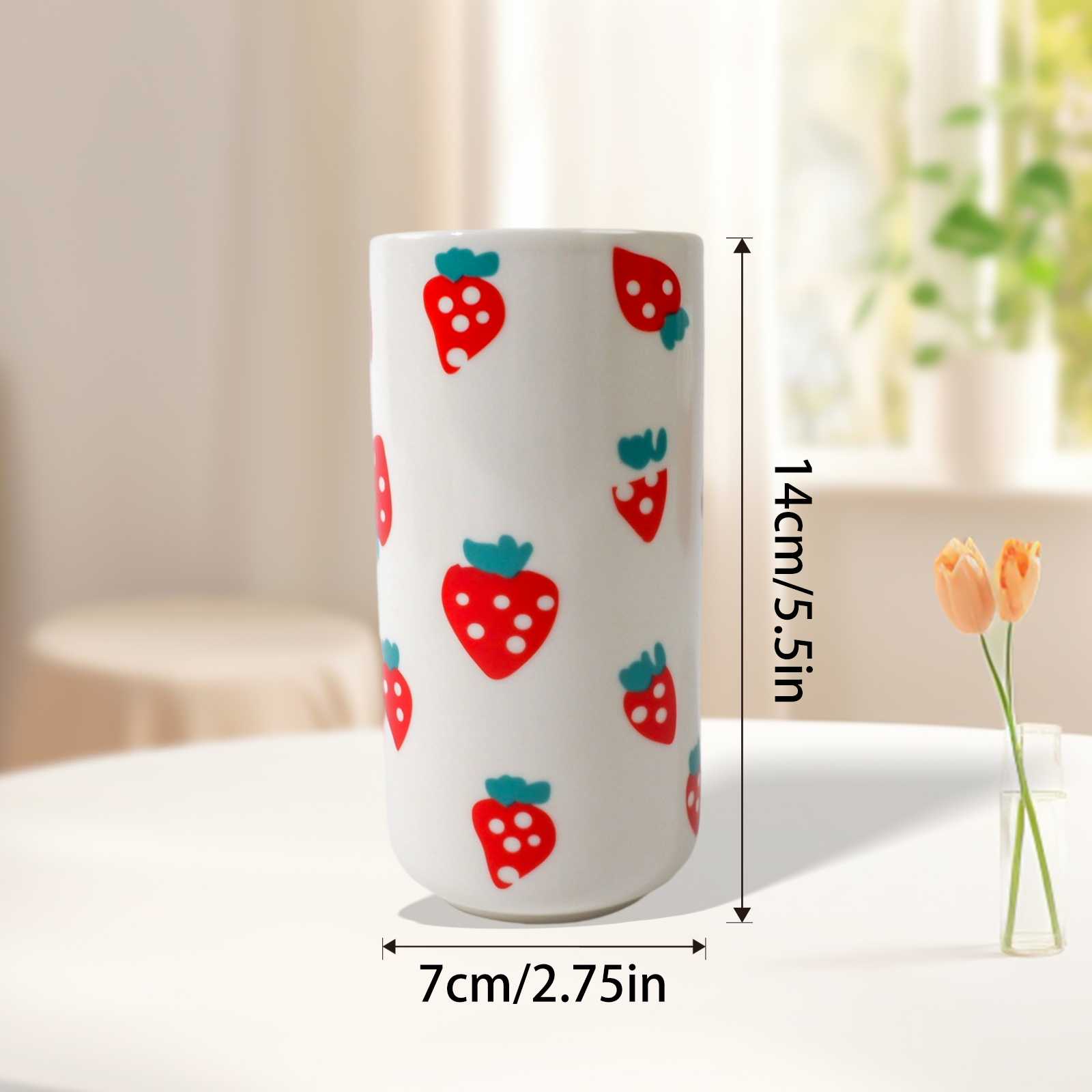 Strawberry Ceramic Vase - Whimsical Floral Centerpiece-MOUGIGI