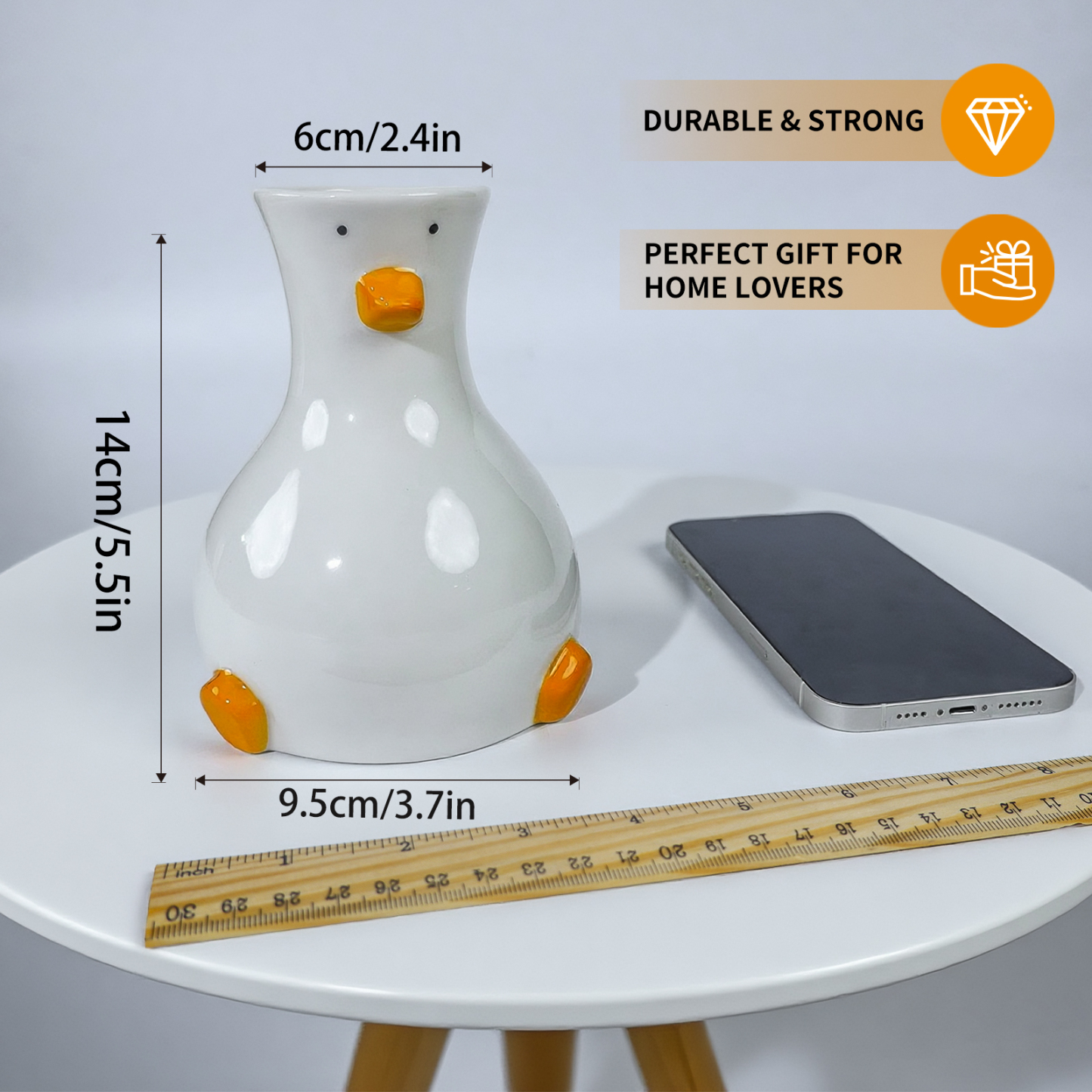 Handcrafted Duck Vase - Ceramic Art Piece & Pen Holder