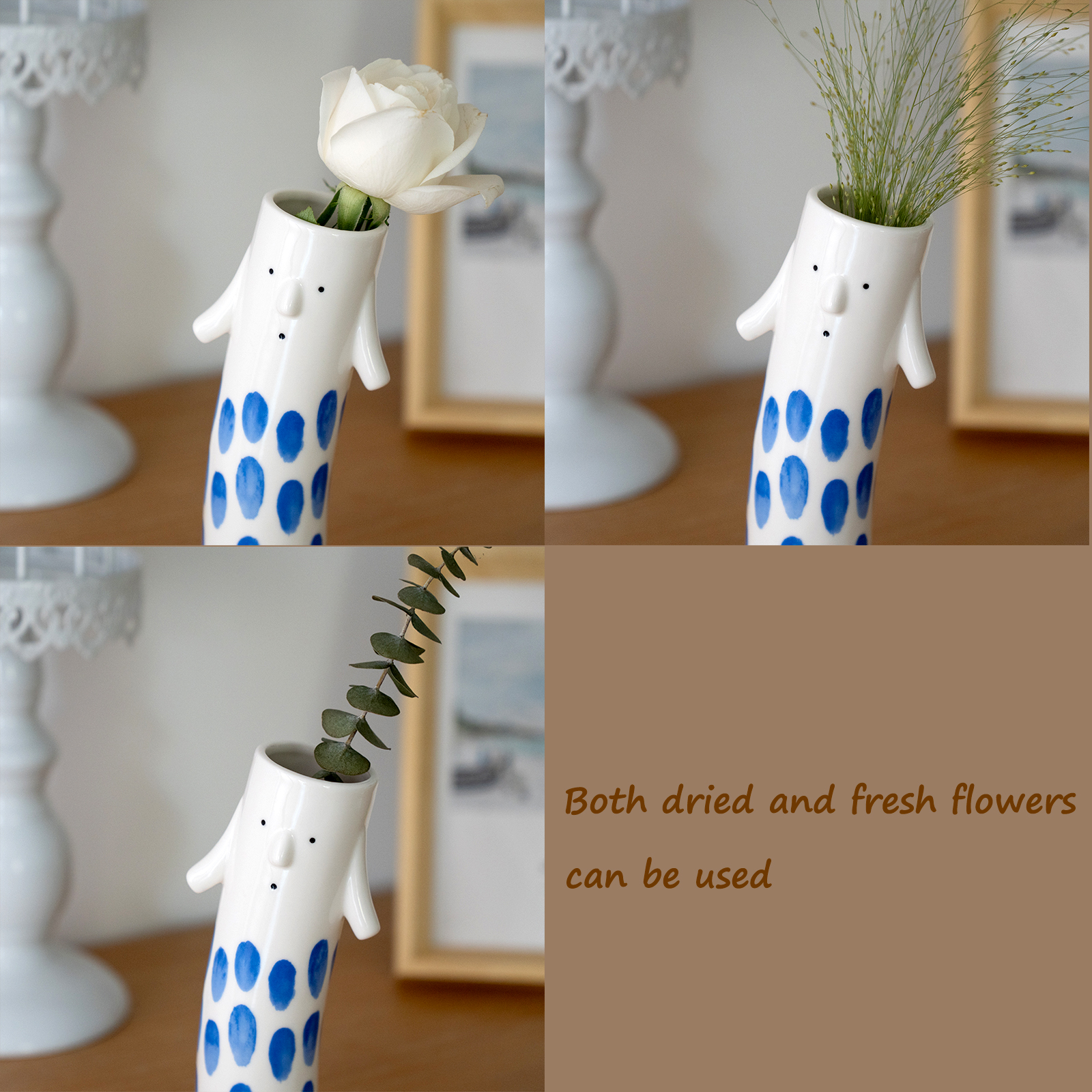 Set of 3 Family Face Vases - Whimsical Ceramic Bud Vase Set 