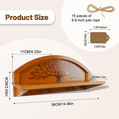 Gold Foil Tree of Life Herb Drying Rack - 7 Hook Wall Decor