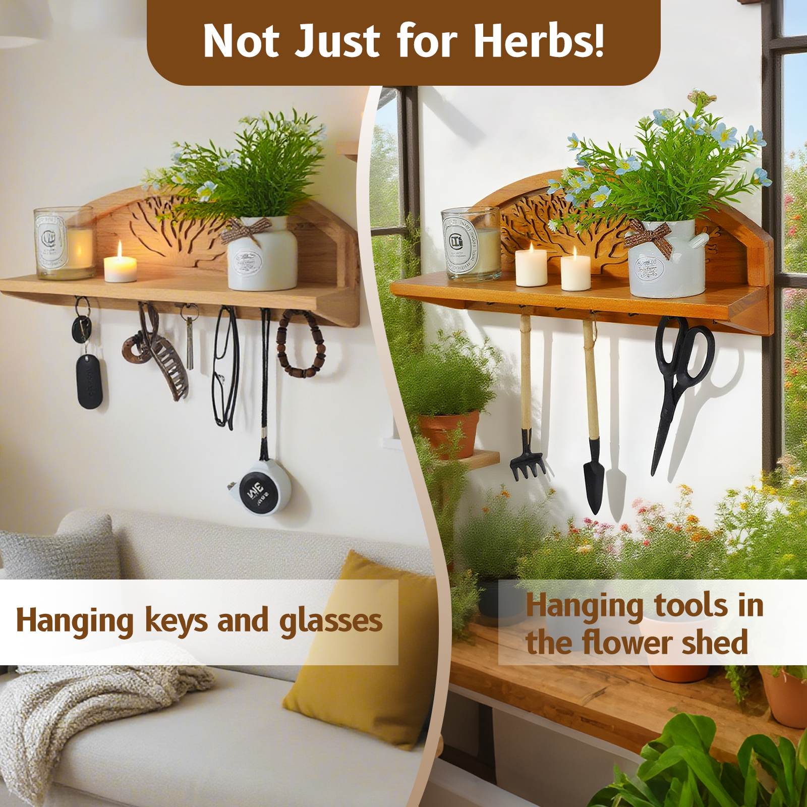 Tree of Life Herb Drying Rack - 7 Hook Wall Decor