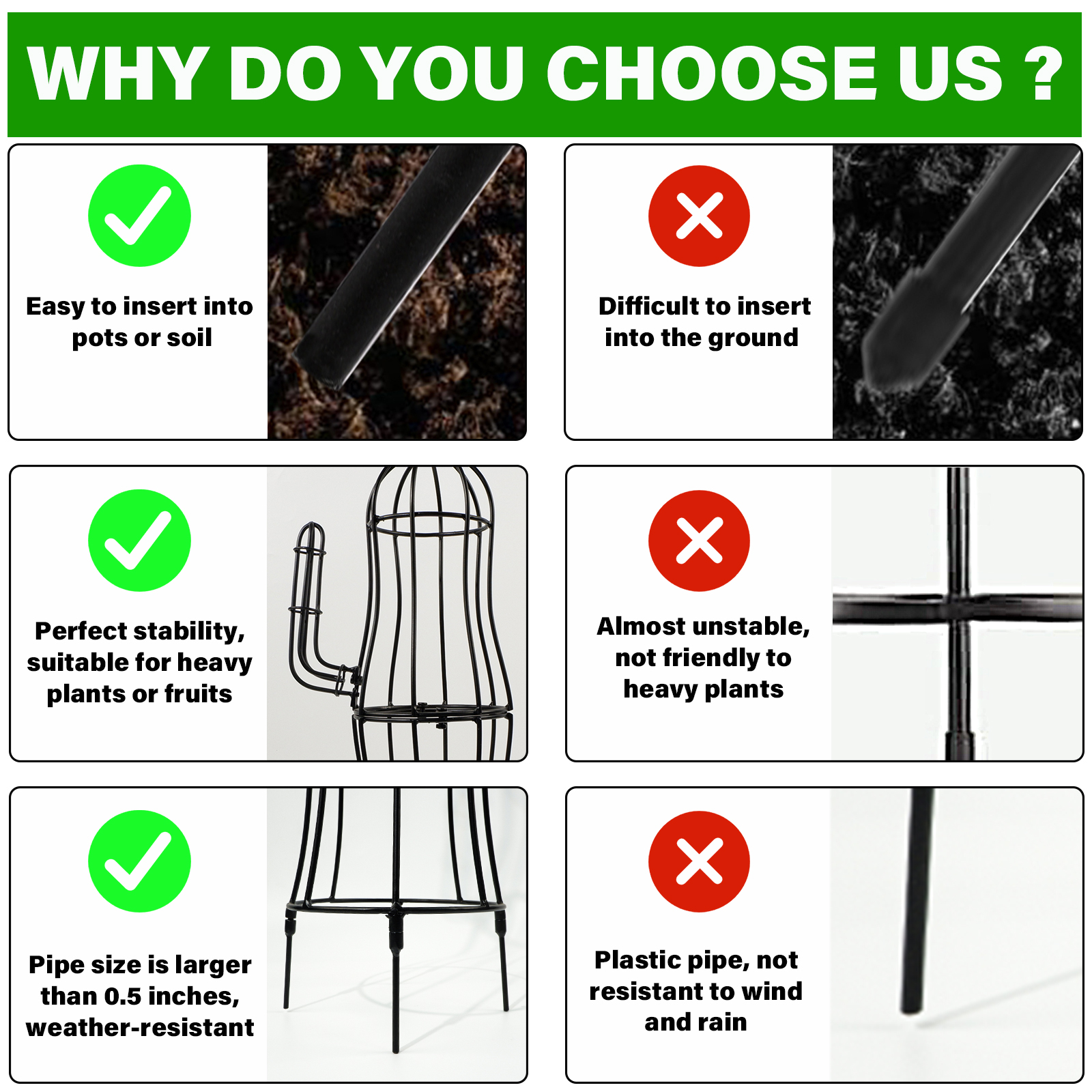 Cactus Obelisk Trellis - 27.5" Metal Plant Support with Gold Flower