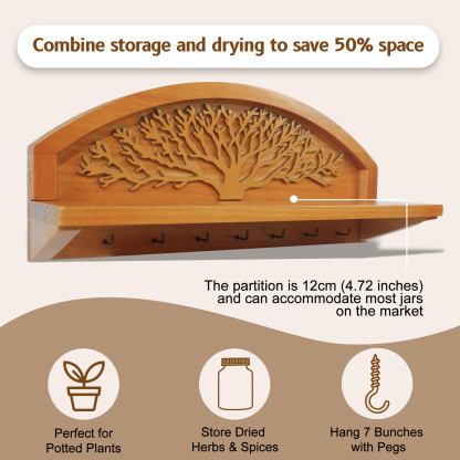 Tree of Life Herb Drying Rack - 7 Hook Wall Decor