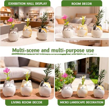 3PCS Cat Bud Vases - Ceramic Mini Flower Vases-MOUGIGI