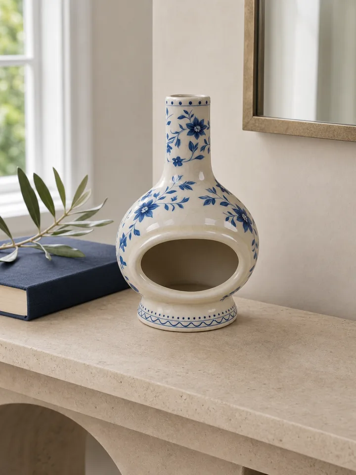 Blue Floral Ceramic Palo Santo Holder & Incense Burner styling idea 1