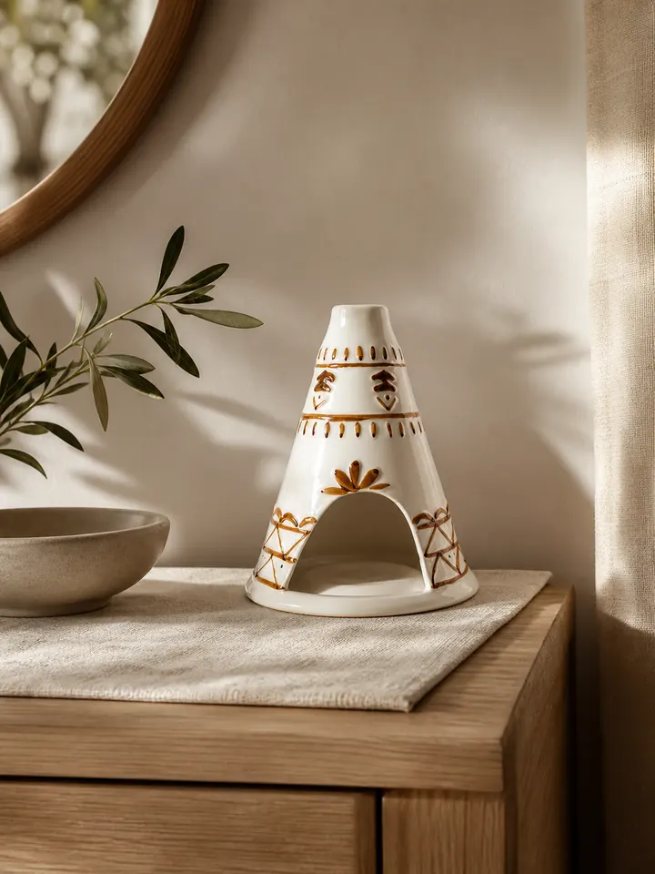 White Ceramic Chimney Palo Santo Holder & Incense Burner styling idea 1