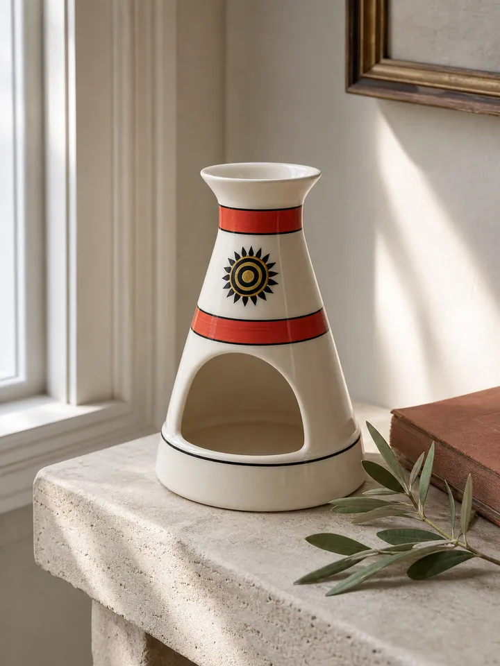 White Ceramic Sun Motif Palo Santo Holder & Incense Burner styling idea 1