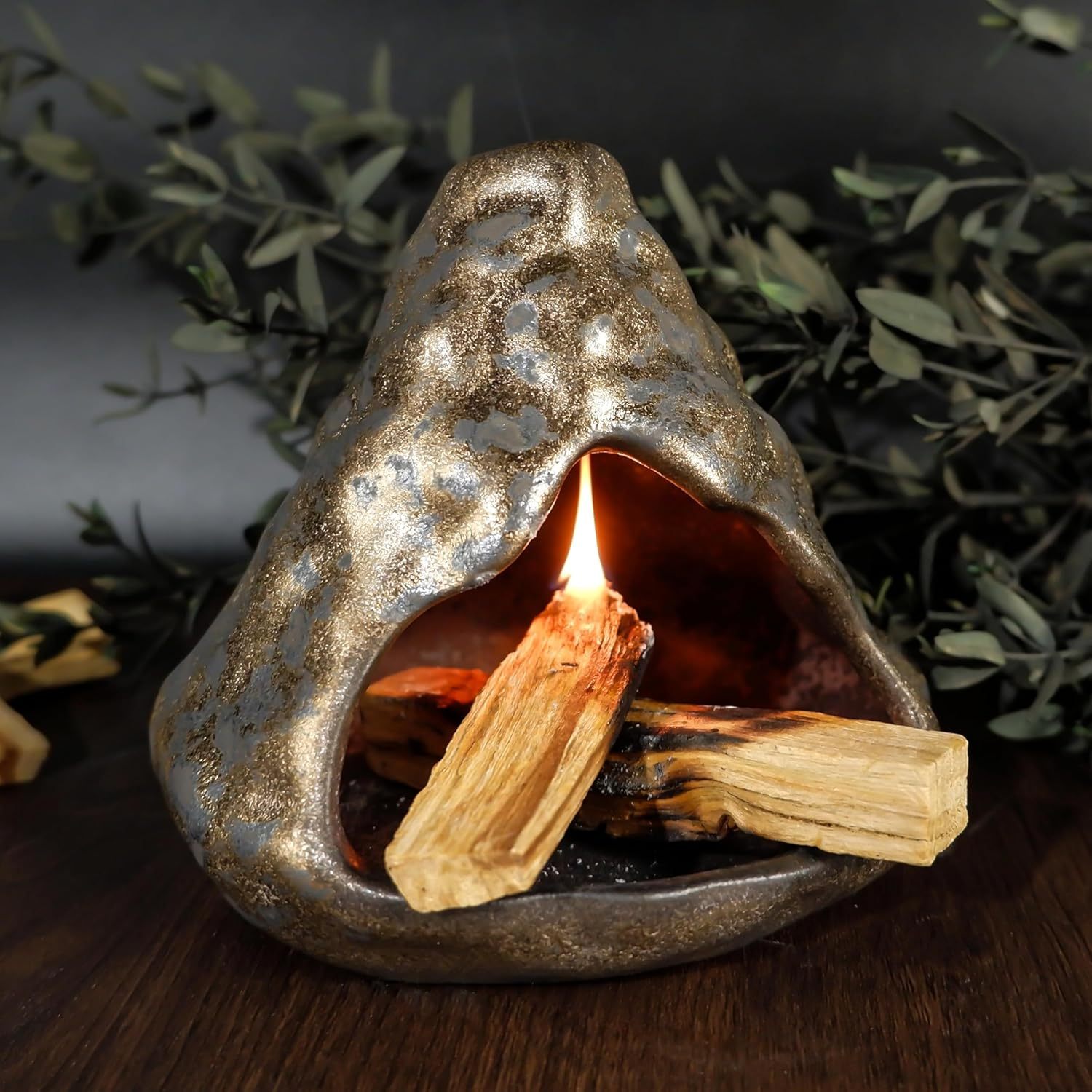 Black Gold Zongzi Incense Burner - Ceramic Palo Santo Holder-MOUGIGI