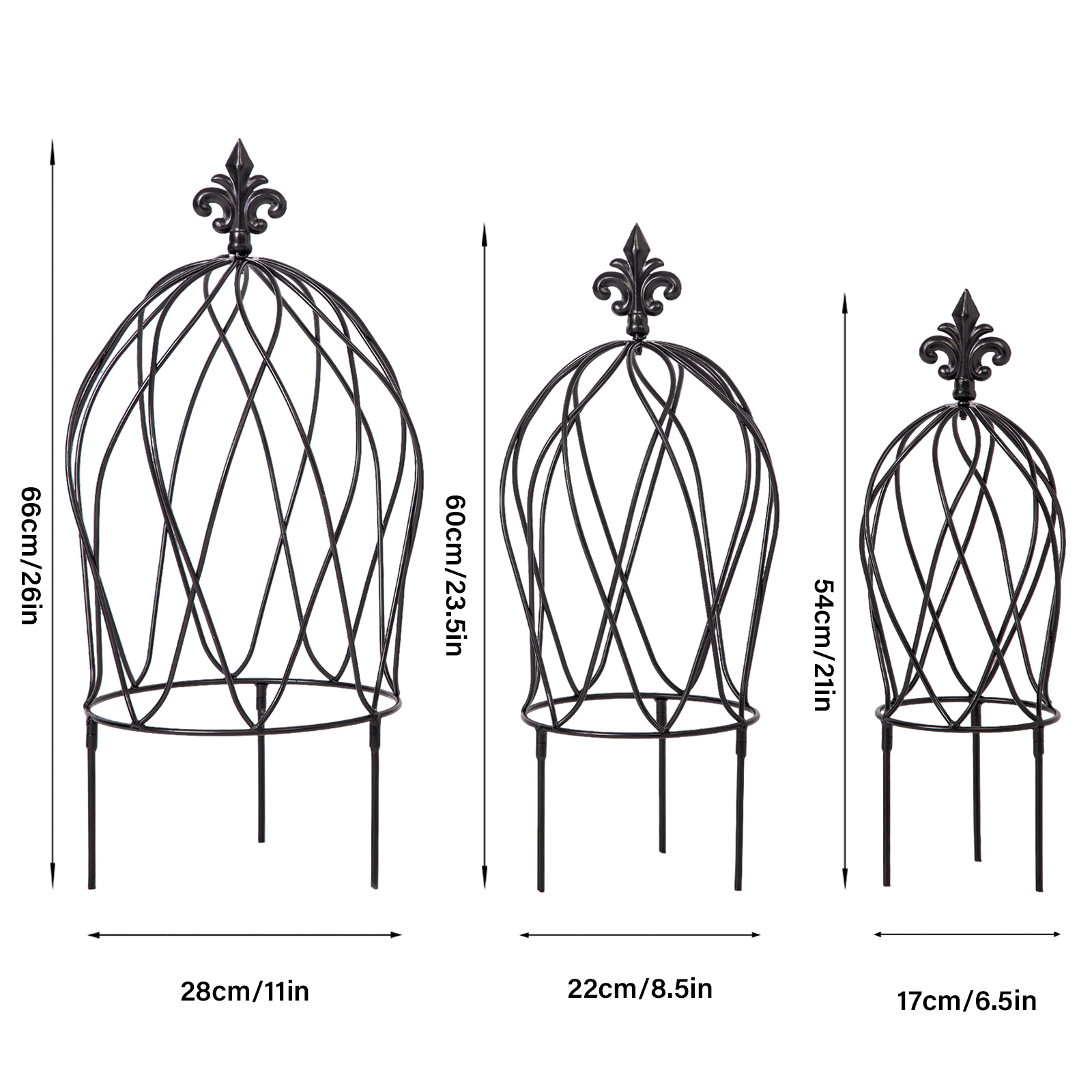 3-Piece Metal Obelisk Trellis Set for Climbing Plants