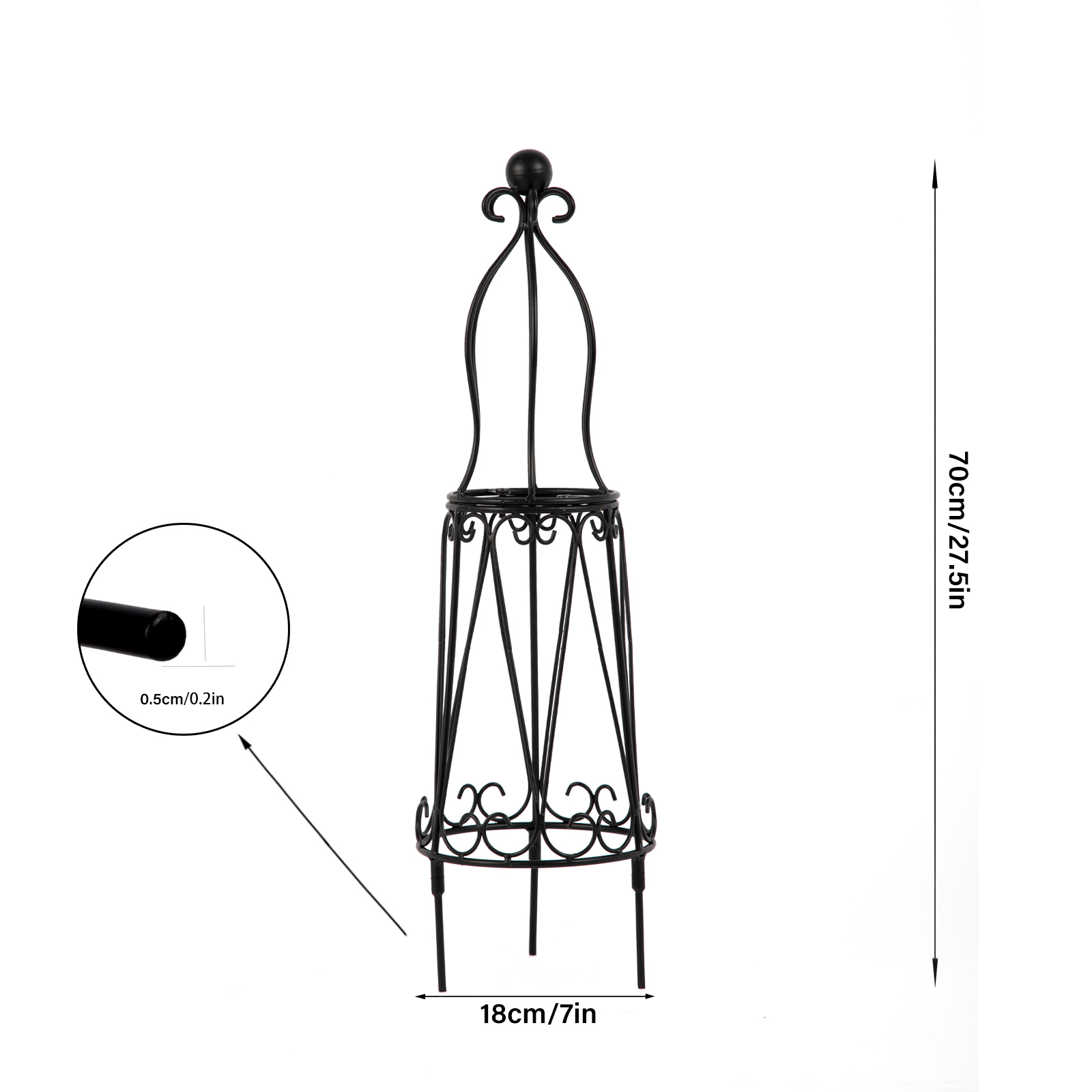 27.5in Wrought Iron Trellis for Pothos & Climbing Plants