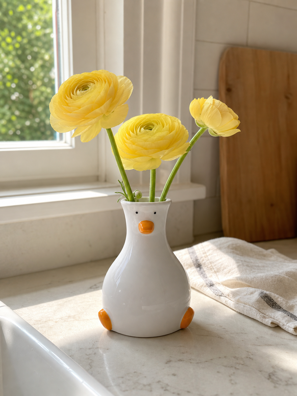 Ceramic Duck Vase with Flower Opening styling idea 2
