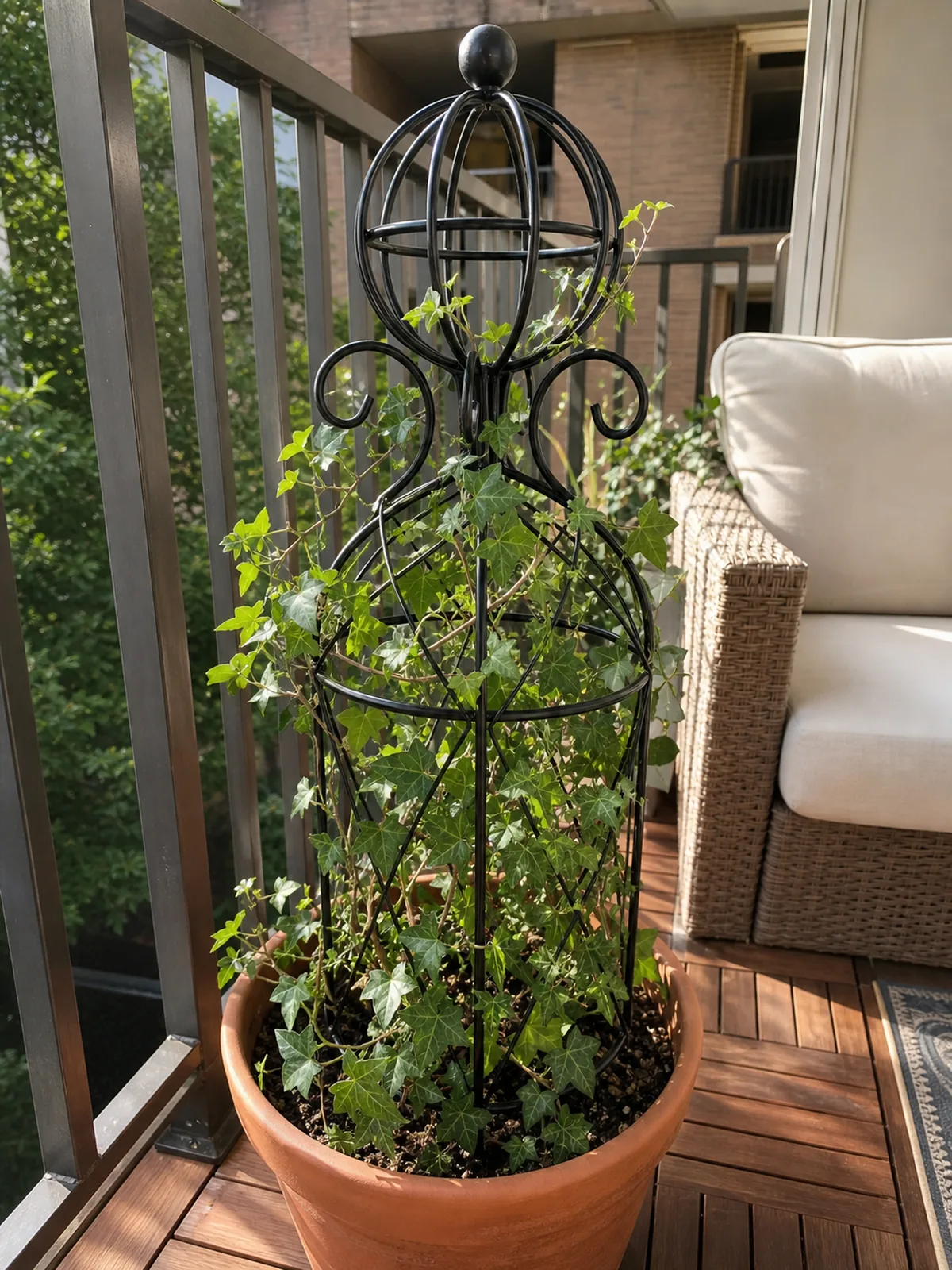 Black Metal Obelisk Trellis for Climbing Plants styling idea 2