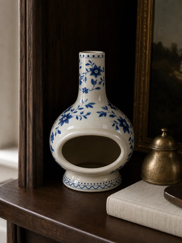 Blue Floral Ceramic Palo Santo Holder & Incense Burner styling idea 2