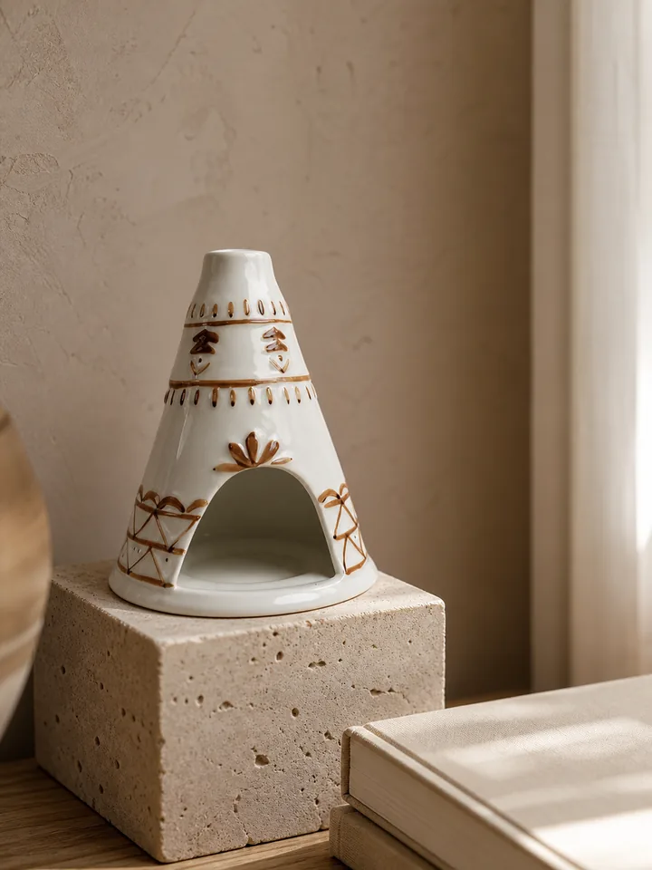 White Ceramic Chimney Palo Santo Holder & Incense Burner styling idea 2