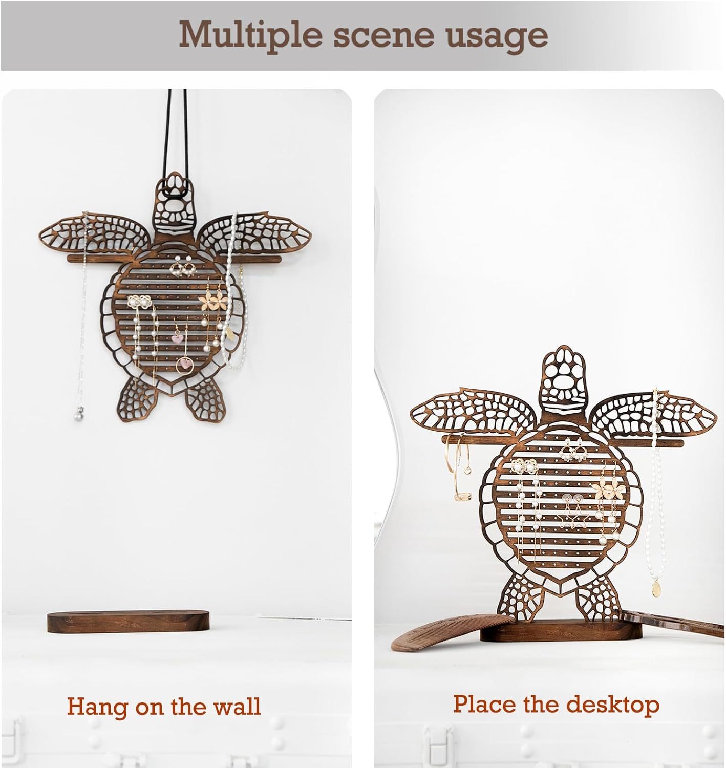 Turtle Jewelry Organizer - Wall Mountable Earring & Necklace Holder-MOUGIGI