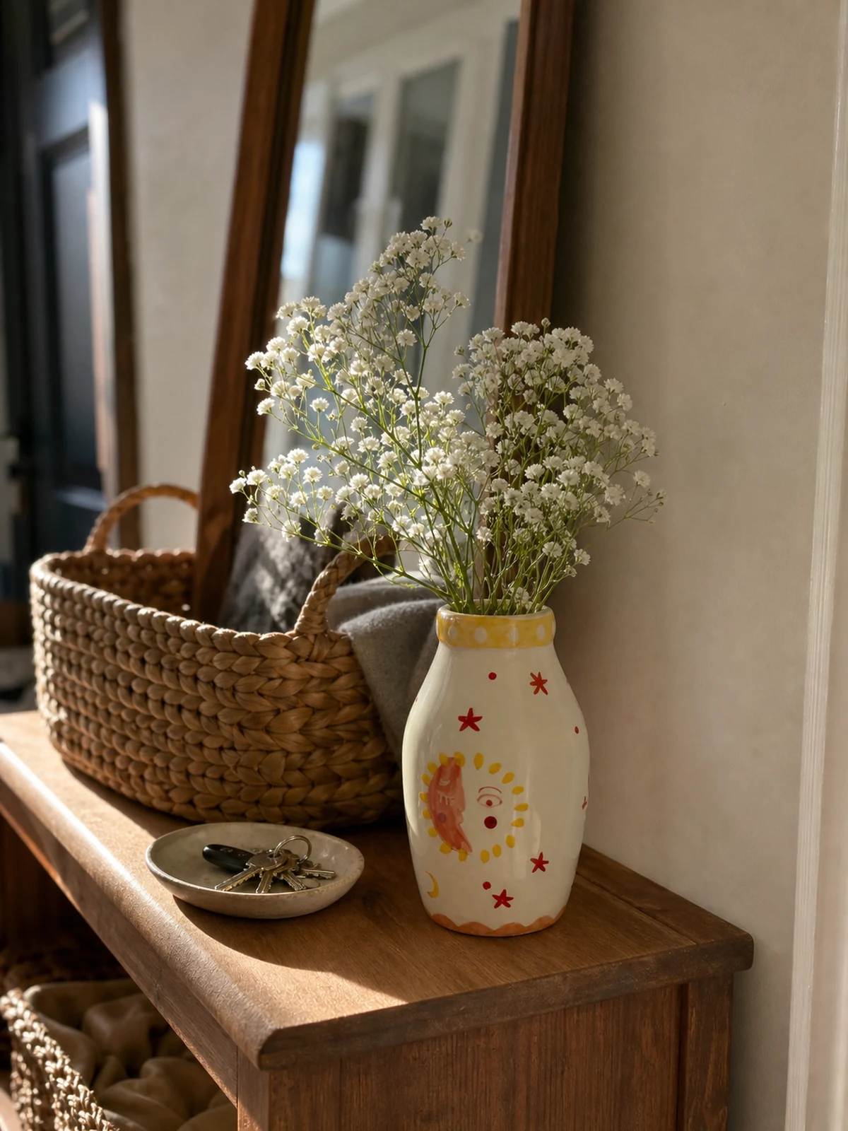 Sun & Moon Face Ceramic Vase styling idea 3